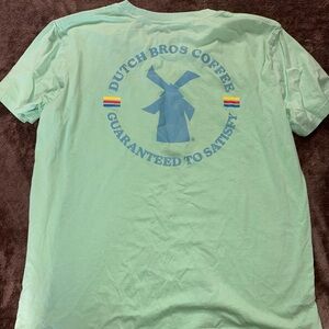 Dutch Bros Light Green Tee with Blue Logo